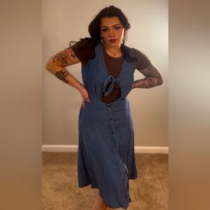 Sienna Sky Y2K Denim Dress with Precious Tie Front detail
